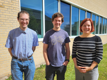 Fra venstre: Chistian Pascal Hirch (Institut for Matematik), Julián Valero Moreno (iNANO) og Brigitte Maria Städler (iNANO)